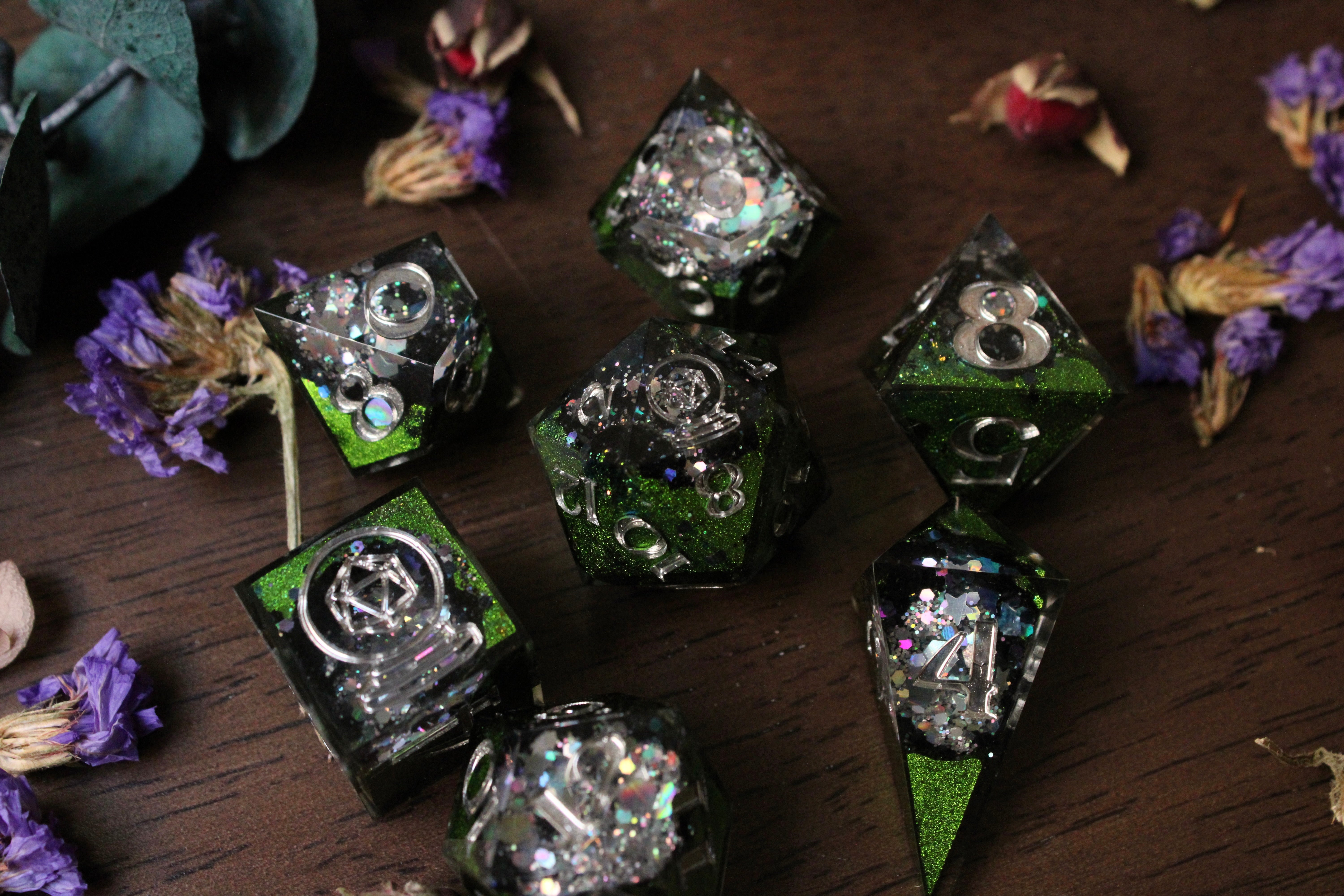 Geode-Inspired Resin Dice – Attic Arcana Dice Creations